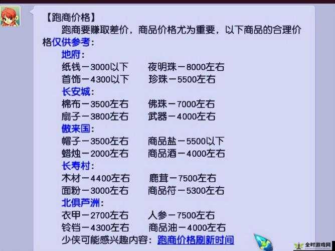 神武游戏最新跑商价格表全面解析及高效跑商攻略指南